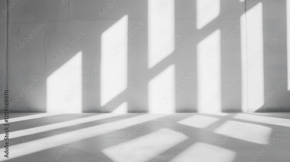 Fototapeta premium Abstract Shadows Casting Artistic Patterns on a Simple White Wall in Bright Light : Generative AI