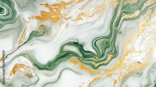 Sophisticated Green and Gold Marble Texture with Modern Decor