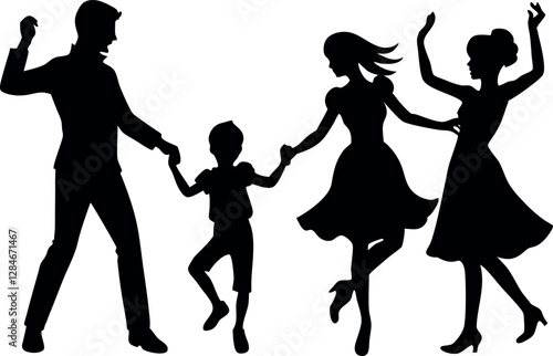Dancing Family Vector Silhouettes