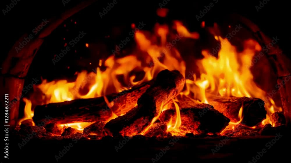 Roaring Fireplace With Burning Logs and Vibrant Flames in a Cozy Setting Roaring Fireplace With Burning Logs and Vibrant Flames in a Cozy Setting