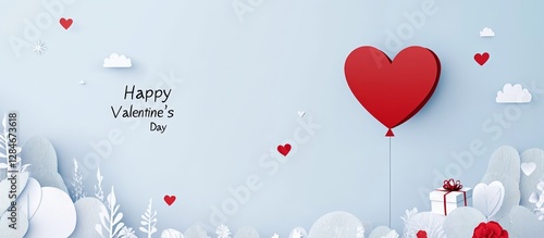 Valentine's Day Celebration With Heart Balloons and Gift Box Decorations Creating a Festive Atmosphere