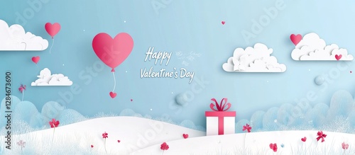 Valentine's Day Celebration With Heart Balloons and Gift Box Decorations Creating a Festive Atmosphere