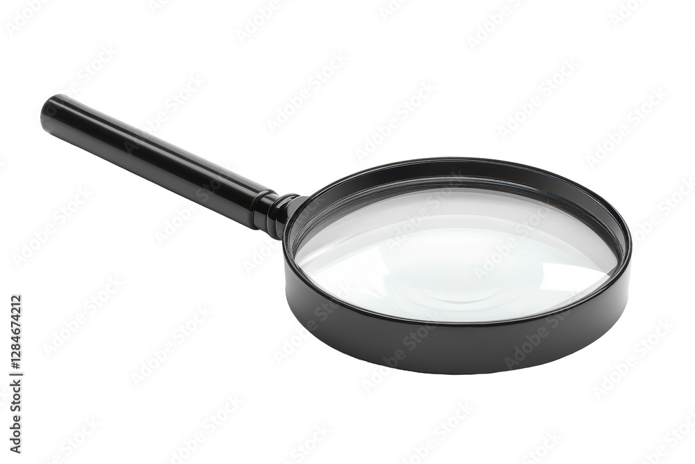 Isolated Classic Black Magnifying Glass with Simple Design Isolated Classic Black Magnifying Glass with Simple Design