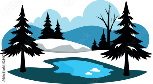 Snowy Forest & Icy Pond. A Stunning Winter Landscape