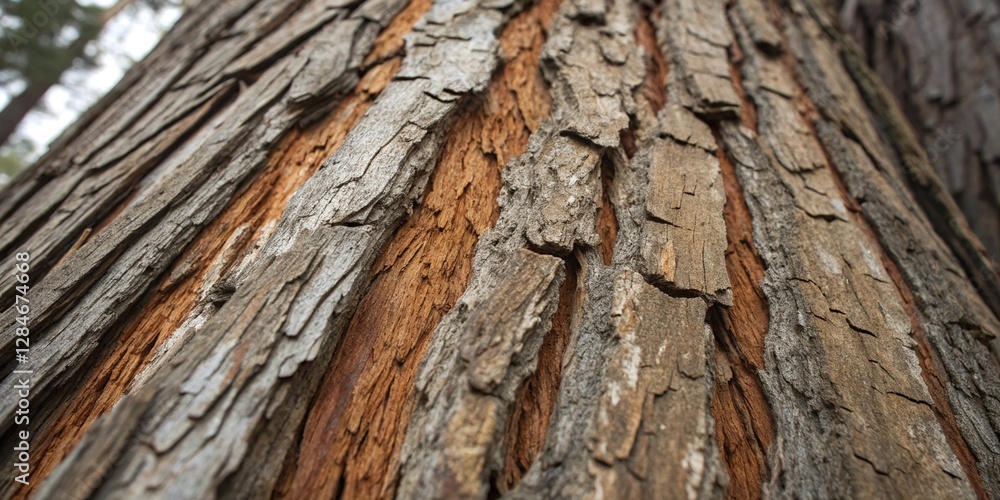 Tree bark close-up with deep grooves, aged and weathered, with rich brown and gray tones AI Generative Tree bark close-up with deep grooves, aged and weathered, with rich brown and gray tones AI Generative