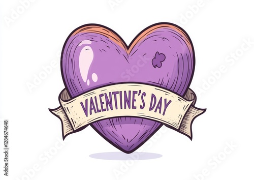 Colorful Heart Design Celebrating Valentine's Day With a Playful Banner and a Cheerful Vibe Suitable for Greetings and Decorations