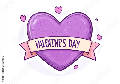 Colorful Heart Design Celebrating Valentine's Day With a Playful Banner and a Cheerful Vibe Suitable for Greetings and Decorations