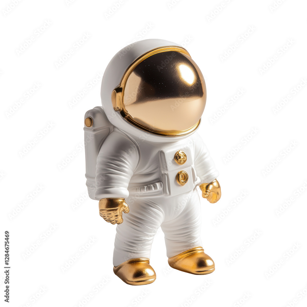 Isolated White and Gold Astronaut Figurine Isolated White and Gold Astronaut Figurine