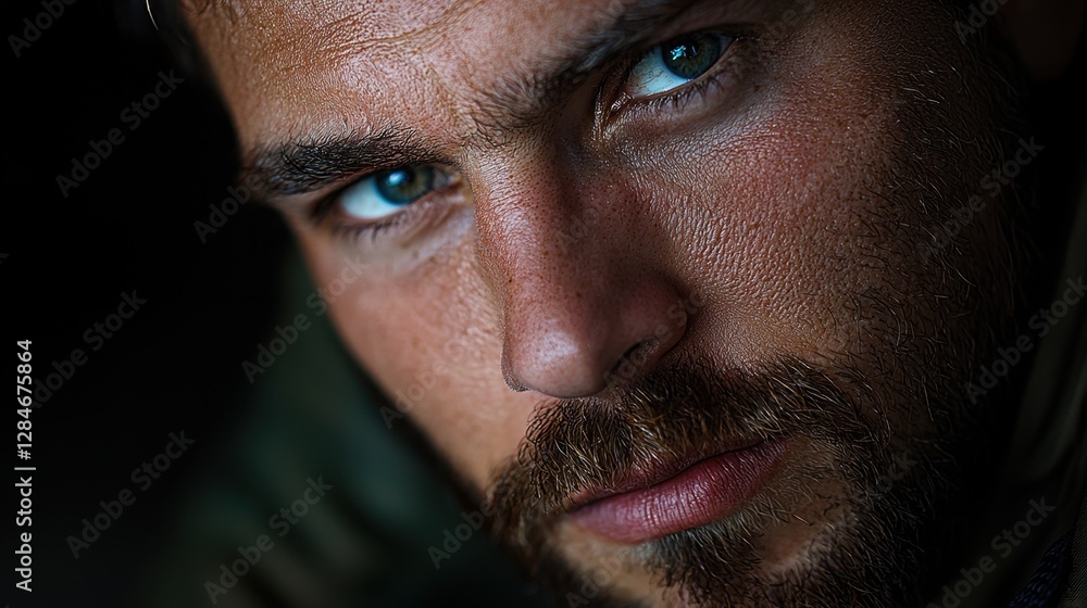 Fototapeta premium A man with a beard and blue eyes