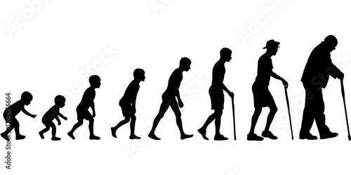 Life cycles of woman from a little baby to senior woman silhouette vector illustration