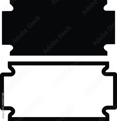 vintage frame with black and white razor blade  black silhouette of razor blade