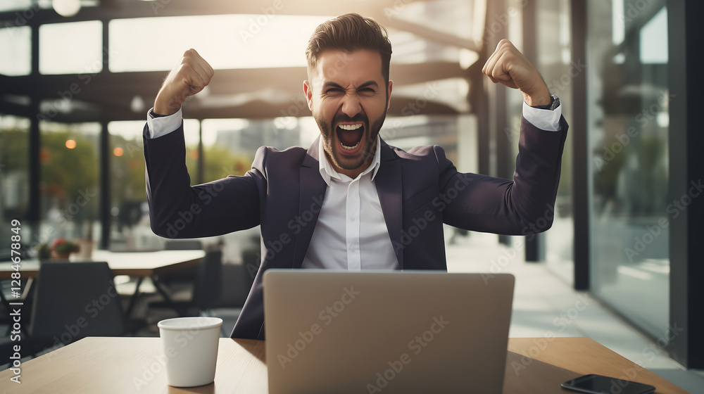 Fototapeta premium Excited Businessman Celebrating Success