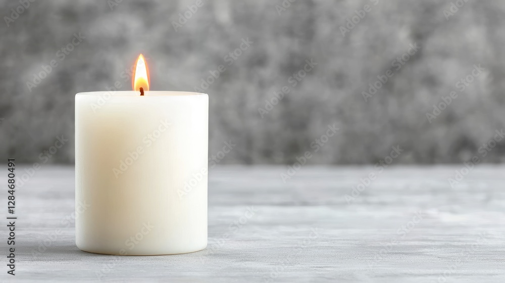 Single white candle on gray surface (1) Single white candle on gray surface (1)