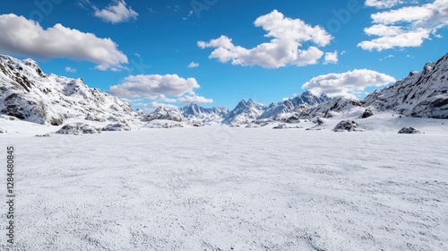 Wallpaper Mural Snowy mountain valley under a clear sky. Ideal for nature, travel, or winter backgrounds Torontodigital.ca
