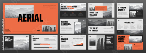 Modern Powerpoint presentation template set. Creative presentation background, brochure cover design, brand guidelines, proposal presentation, annual report, company profile, pitch deck.
