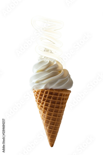 Isolated Ice Cream Cone Topped with Light Bulb