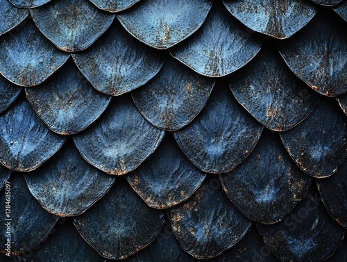 Wallpaper Mural Muted color close up of weathered roof tiles creating a textured surface on a building. Torontodigital.ca