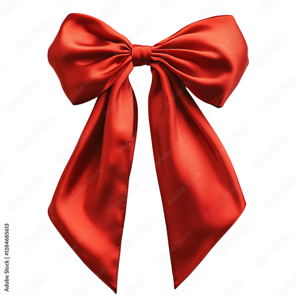 Vibrant Red Silk Ribbon Bow Isolated on Transparent Background Vibrant Red Silk Ribbon Bow Isolated on Transparent Background