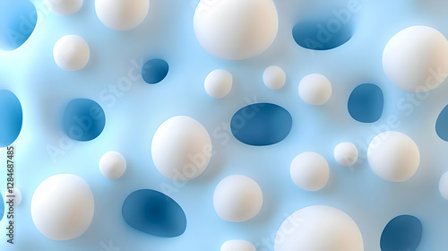 Wallpaper Mural Abstract blue background with white spheres Torontodigital.ca