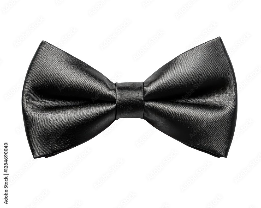 Isolated Lustrous Black Bow Tie with Rounded Shape Isolated Lustrous Black Bow Tie with Rounded Shape