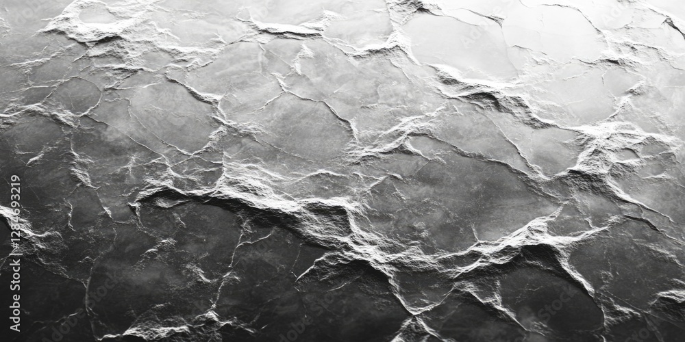 Close up of rough, cracked ice or metal surface Close up of rough, cracked ice or metal surface