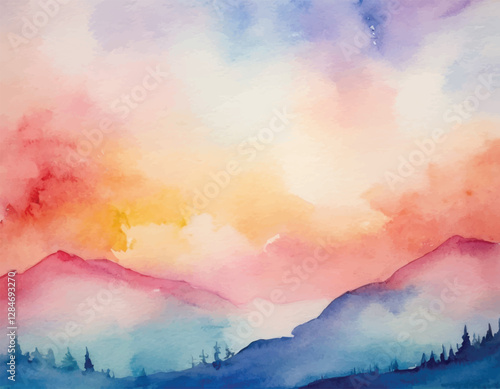 Watercolour hand painting colourful abstract background with paper texture