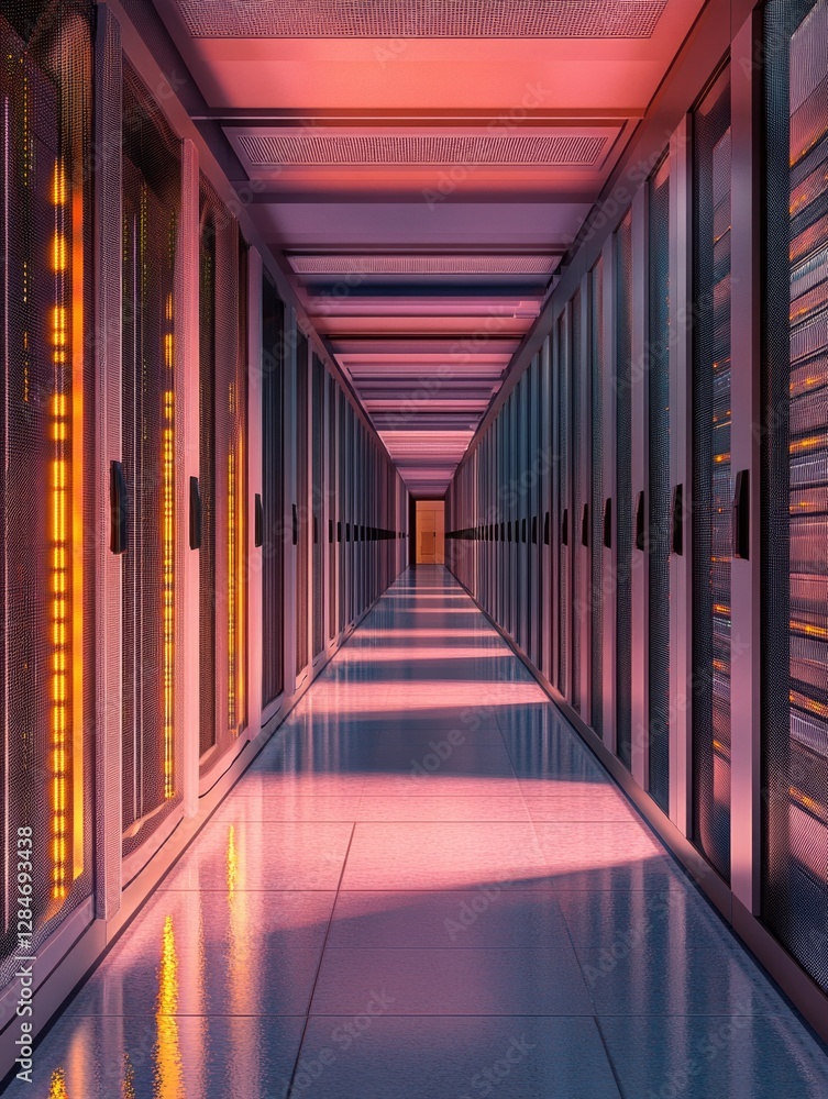 Fototapeta premium Corridor of network servers in a data center