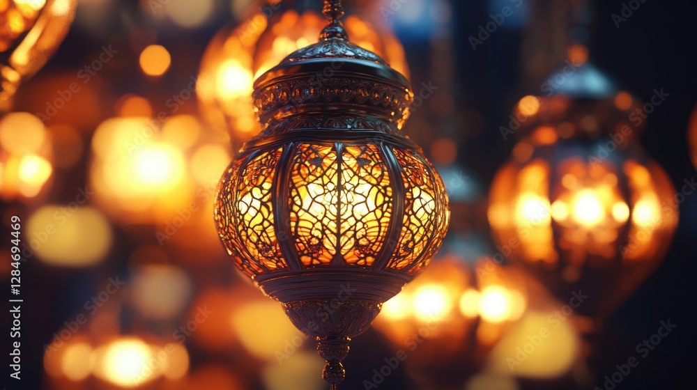 Lanterns casting a warm, ethereal glow at dusk. Lanterns casting a warm, ethereal glow at dusk.