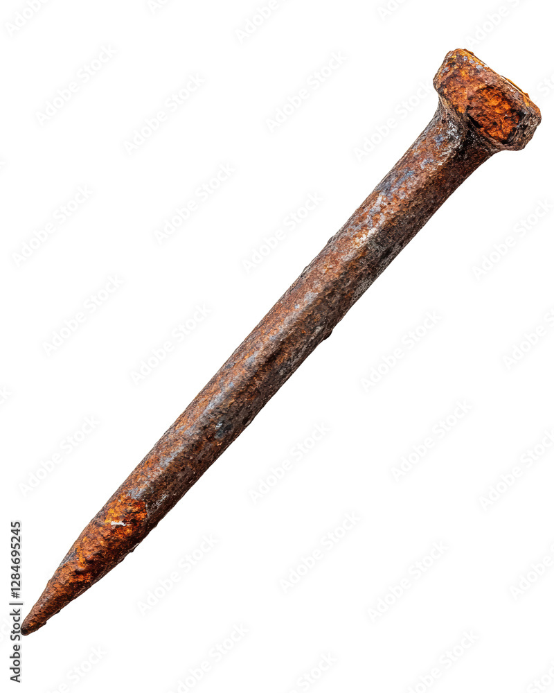 Isolated Angled View of a Heavily Corroded Iron Nail Isolated Angled View of a Heavily Corroded Iron Nail