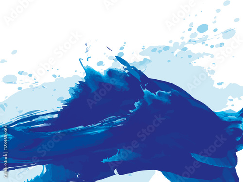 Wilde blaue Wellen spritzen aus dem Wasser. Verschiedene Schattierungen von Blau in Vektor-Illustration.