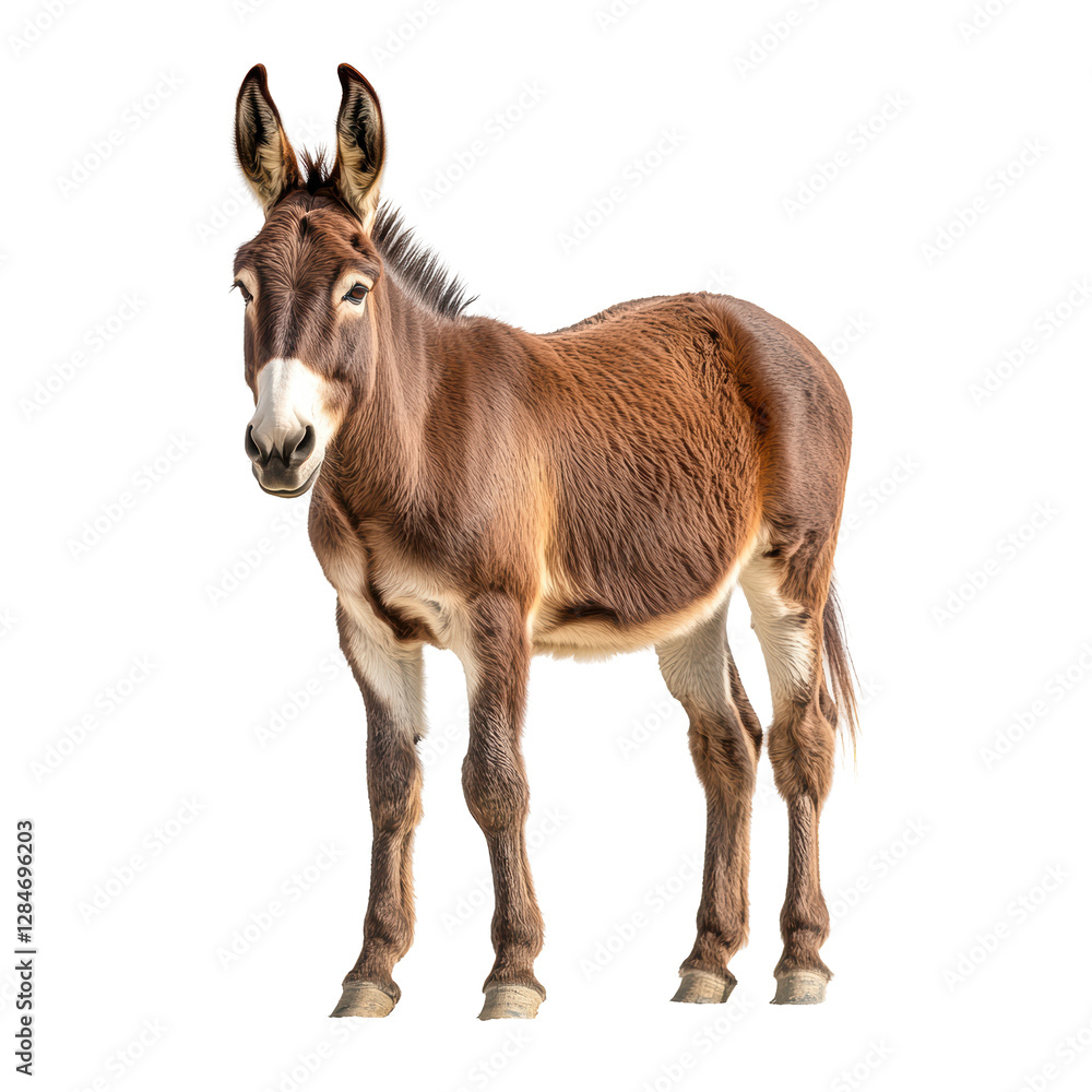 Isolated Full Body View of a Brown Donkey Standing Tall Isolated Full Body View of a Brown Donkey Standing Tall