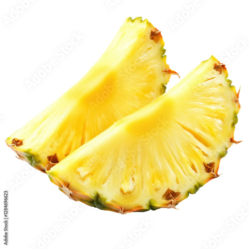 Isolated Pair of Pineapple Segments Highlighting Refreshing Sweetness