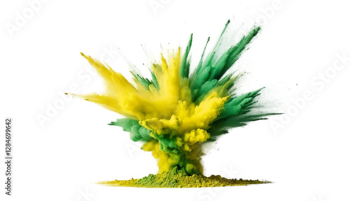 yellow green color powder explosion PNG