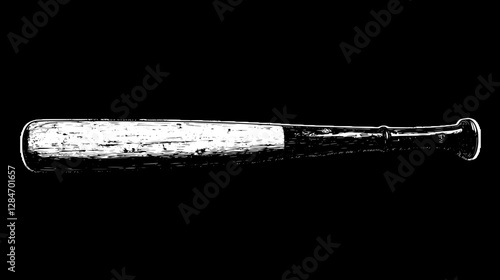 Vintage Baseball Bat Illustration