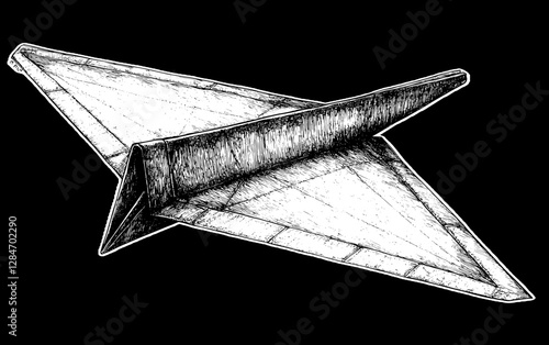 Intricate Paper Airplane Drawing