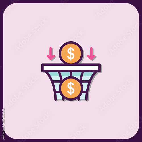 Financial Income Net Accumulation Icon Design