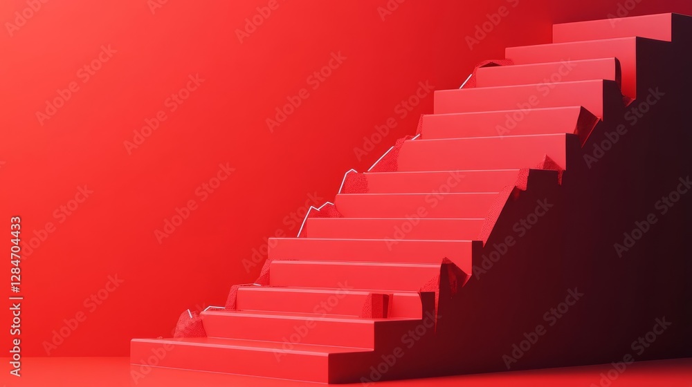 A declining financial graph turning into a steep, crumbling staircase A declining financial graph turning into a steep, crumbling staircase