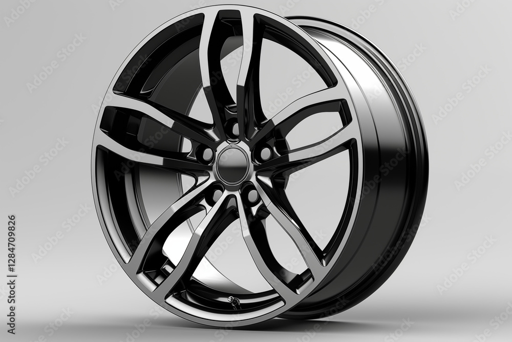 Fototapeta premium Car wheel rim on a light background. spare parts for a car. wheels. expensive rims.