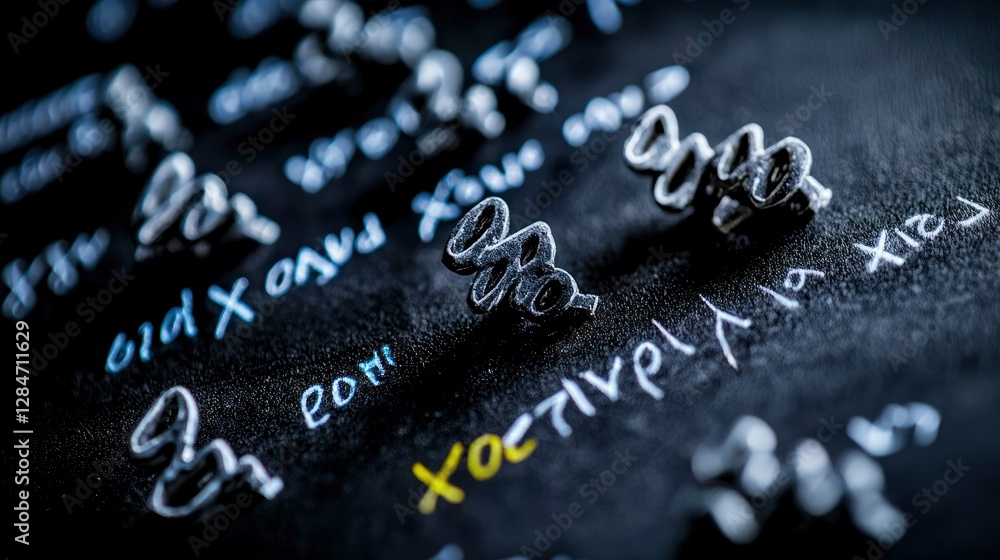 Fototapeta premium Abstract Mathematical Equations and Formulas on Dark Background