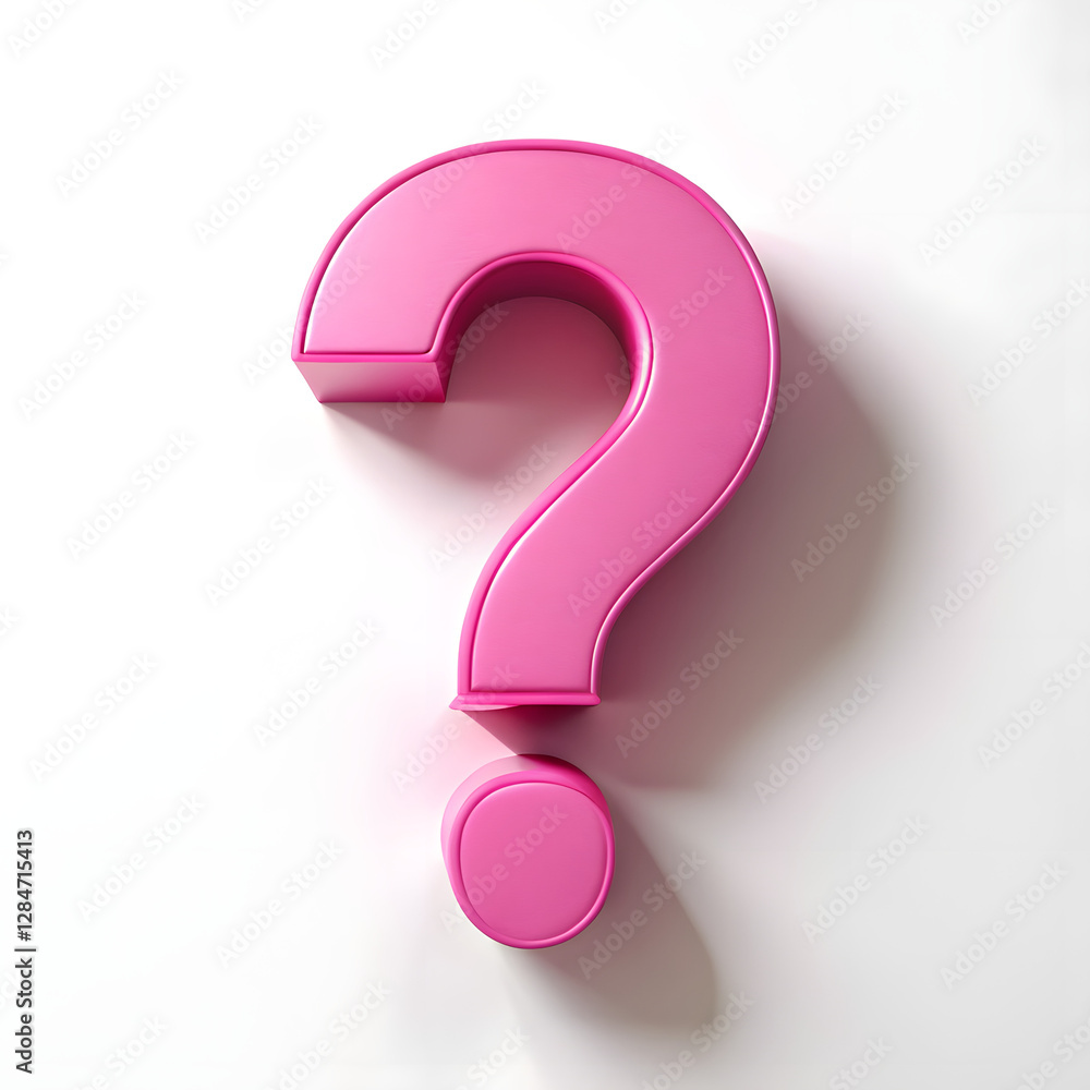 3d pink question mark shape query symbol punctuation on white 3d pink question mark shape query symbol punctuation on white
