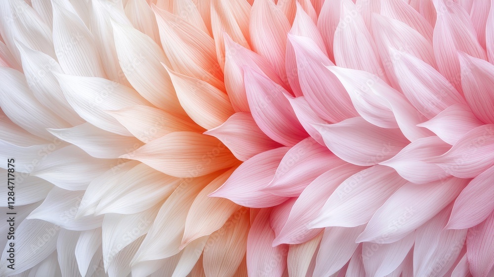 Pink and white dahlia petals close-up, floral texture, soft background, design Pink and white dahlia petals close-up, floral texture, soft background, design