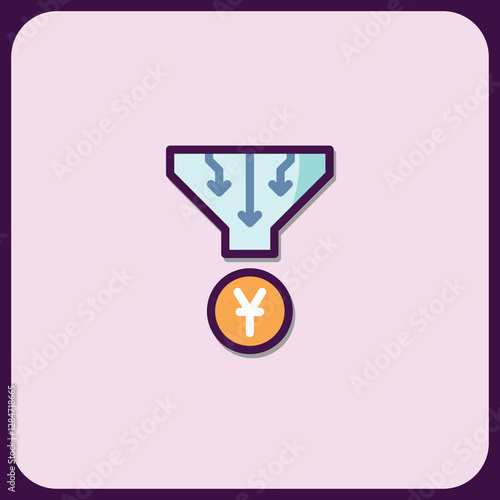 Yen Currency Funnel: Financial Inflow Icon