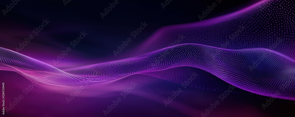 Abstract purple waves with digital particle flow on dark background Abstract purple waves with digital particle flow on dark background