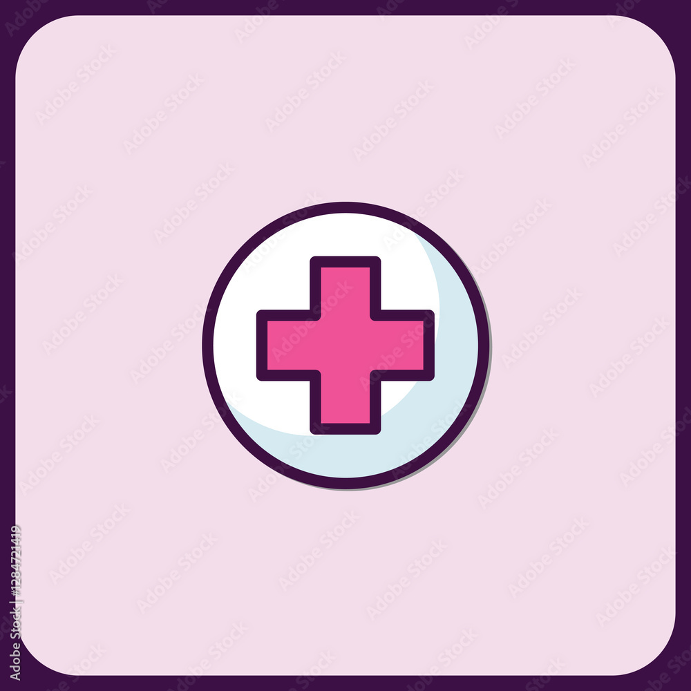 Fototapeta premium Medical Cross Icon in Pastel Color Palette