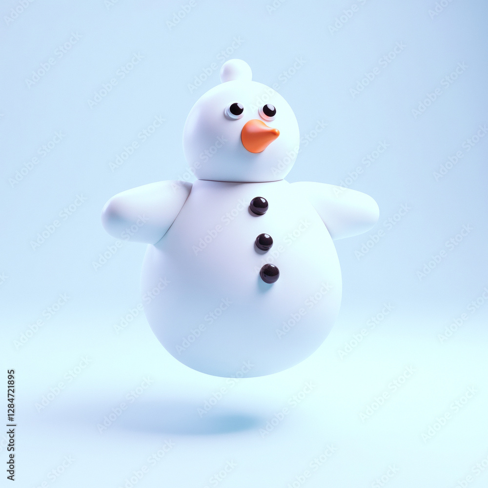 3d rendering of a charming snowman against a light blue background 3d rendering of a charming snowman against a light blue background