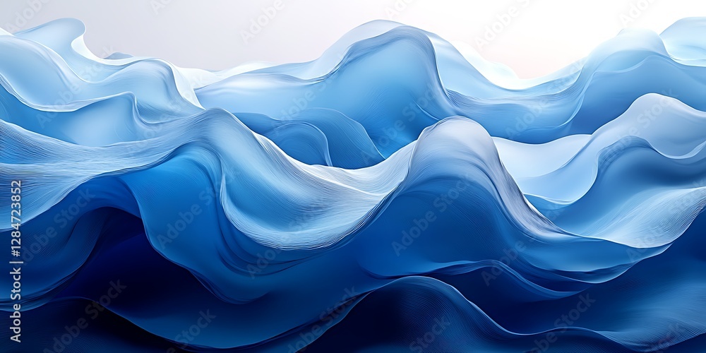 Fototapeta premium Abstract Blue Flowing Fabric Texture (1)