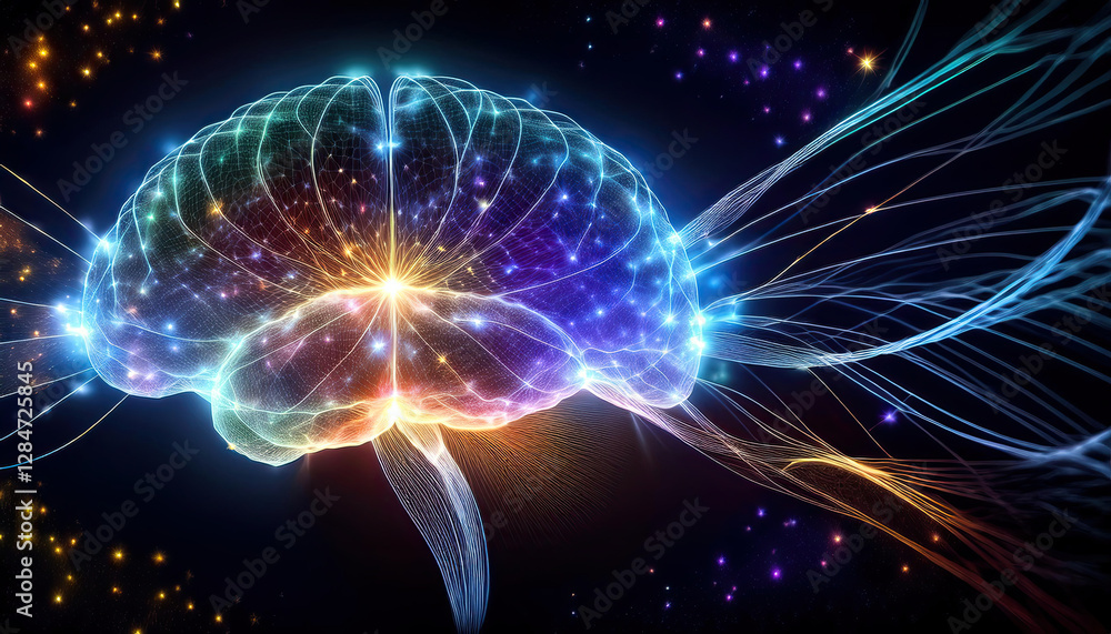 Flowing Stars Emerge From Brainwaves in a Cosmic Display of Creativity and Thought Flowing Stars Emerge From Brainwaves in a Cosmic Display of Creativity and Thought