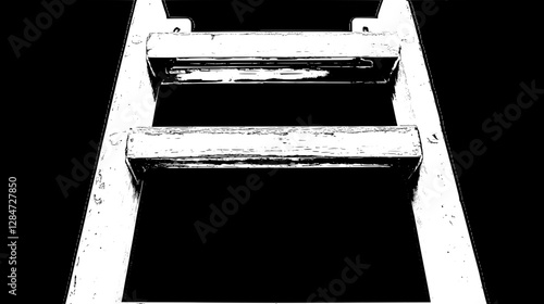 Vintage White Metal Ladder - Industrial Design