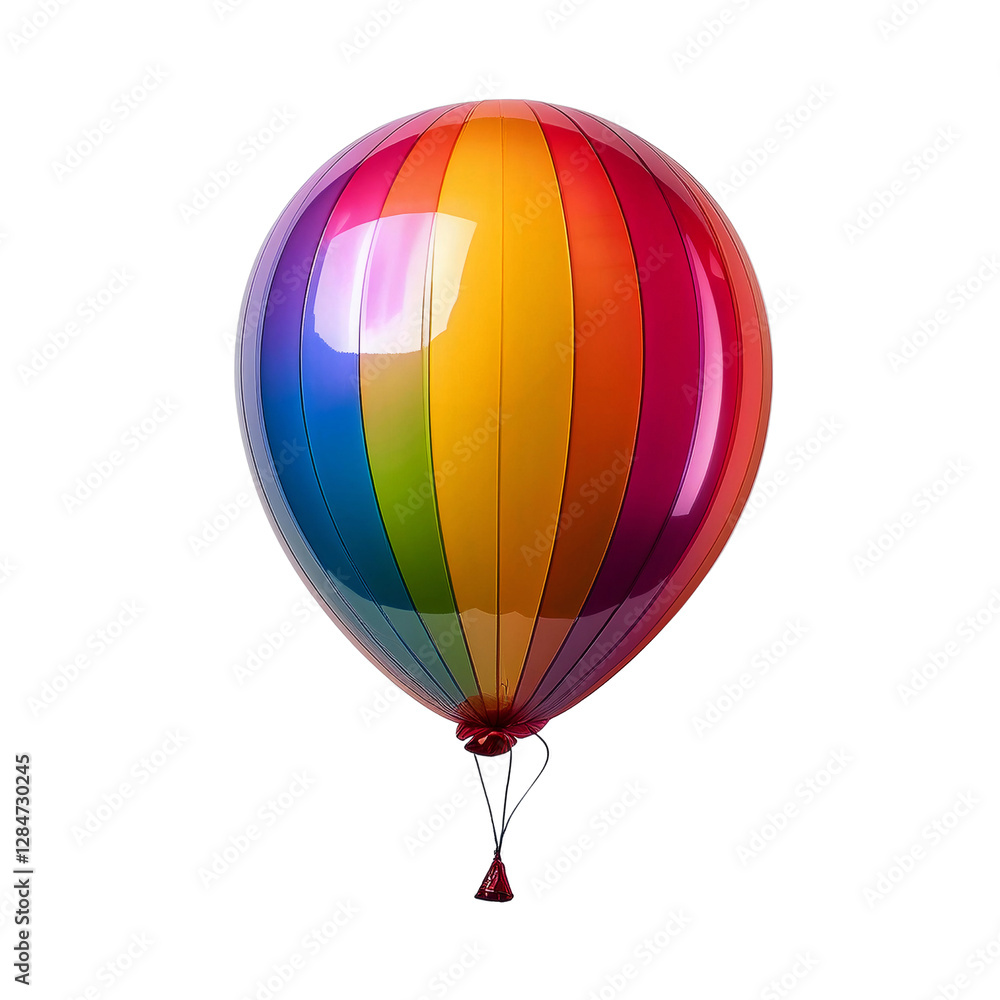 Fototapeta premium a colorful rainbow balloon with red string.