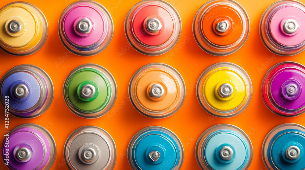 Fototapeta premium Vibrant Creations: Spray Paint Cans in a Burst of Color